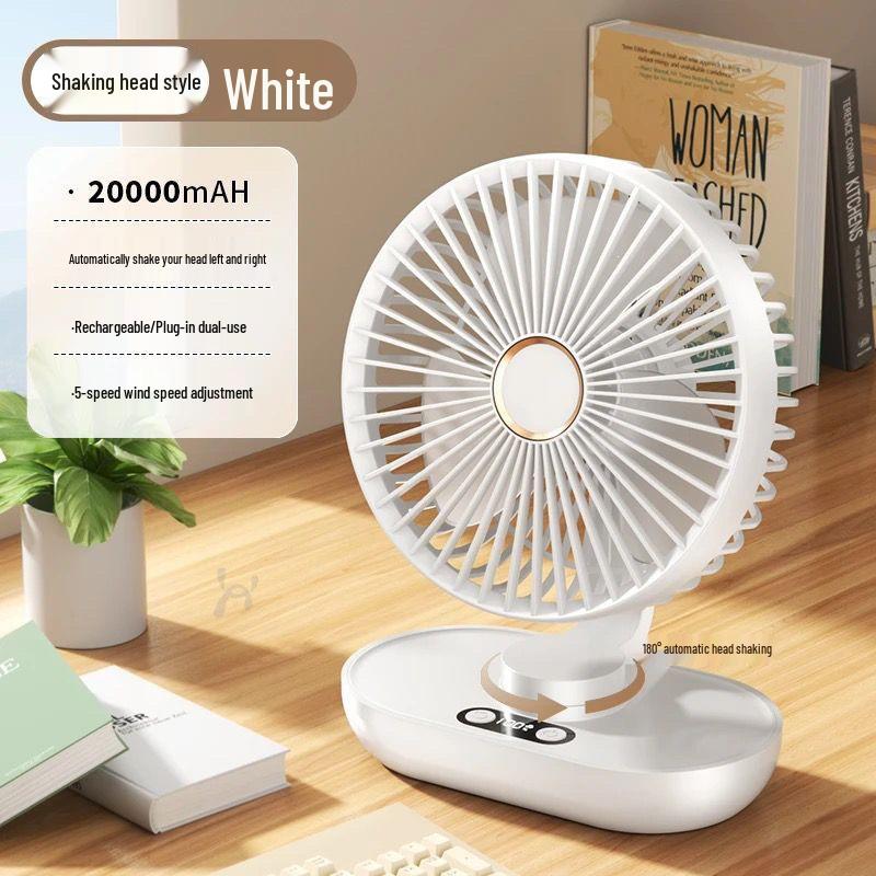 USB Rechargeable Portable Desktop Fan with Automatic Oscillation for Students and Classrooms.