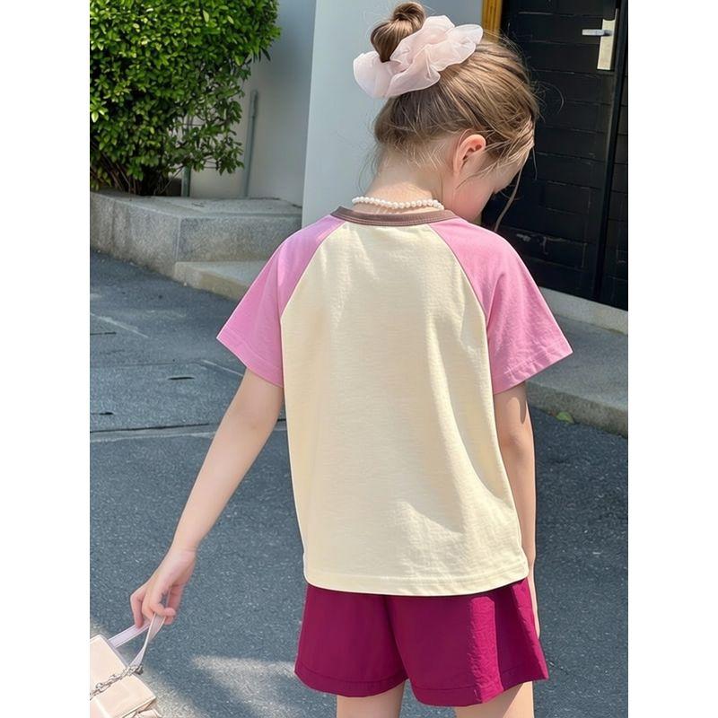 27Home Kidsren's Short-Sleeved T-Shirt Summer New Style Girls Baby Clothes Cartoon Elephant Print Top Pure Cotton