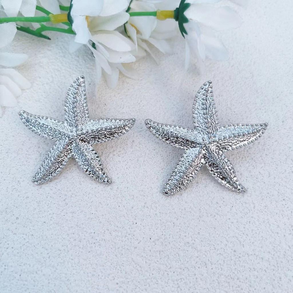 Starfish Silver Beautiful Earrings Alloy Plated Chic Summer Holiday Jewelry