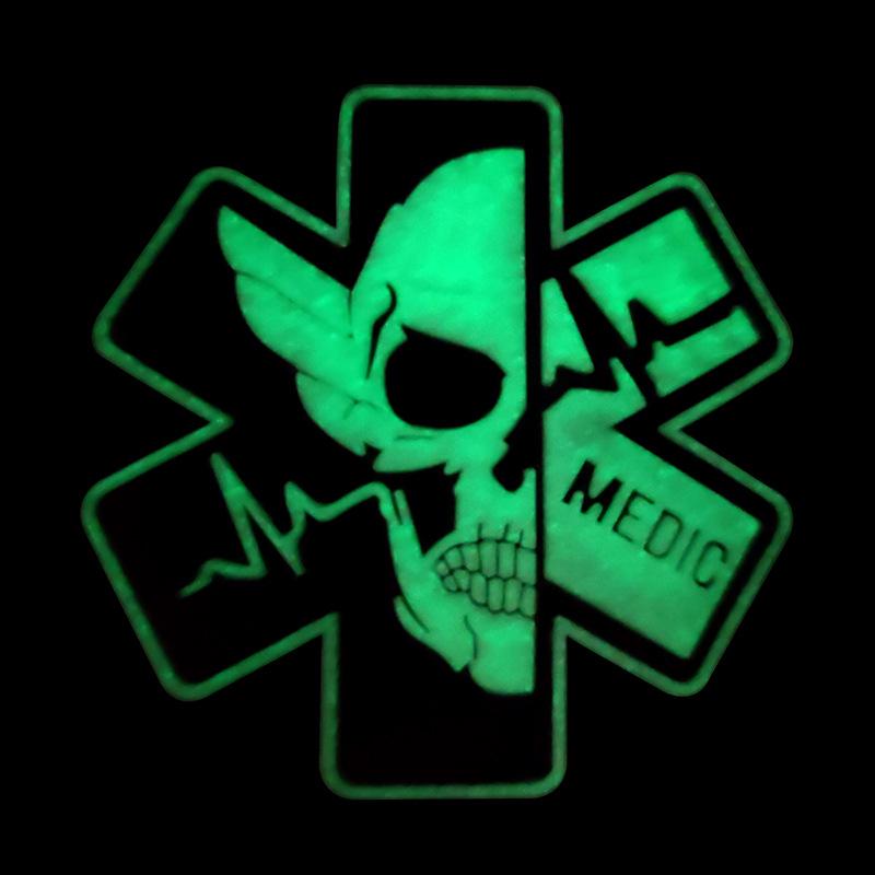 3D PVC Medic Schädel Taktischer Moral-Patch mit Klettverschluss