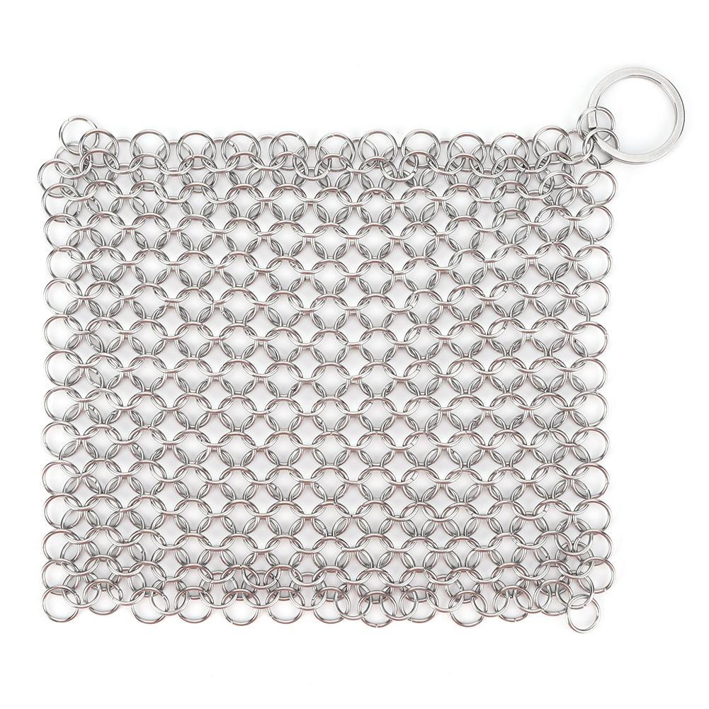 316 Rostfritt Stål Gjutjärnsrengörare Kedjepost Skrubborste Panna Nät Hem Köksprodukter Köksverktyg Rengöringstillbehör