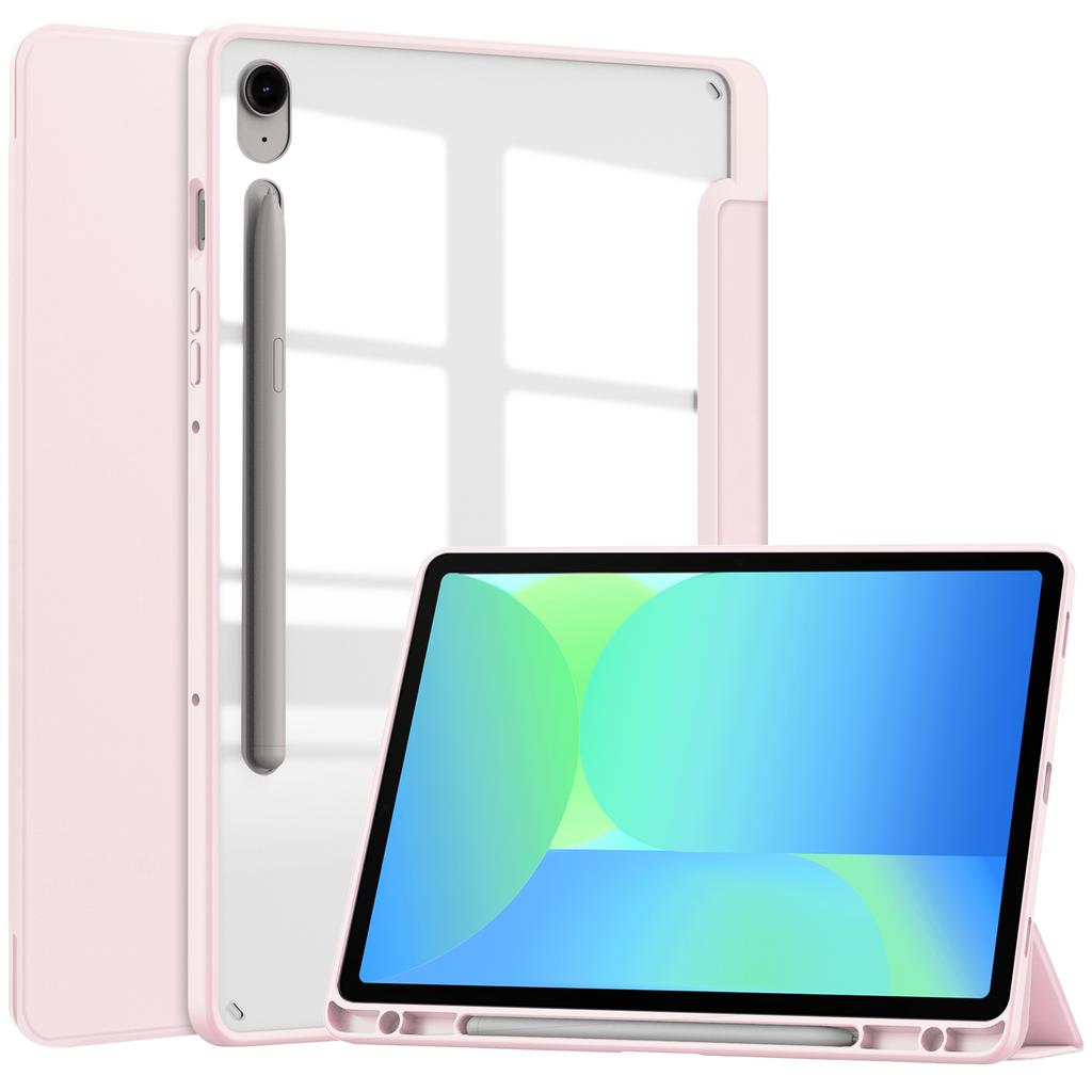 For Samsung Galaxy Tab S10 FE/S9 FE Case Clear Acrylic Leather Tablet Cover Support Auto Sleep/Wake