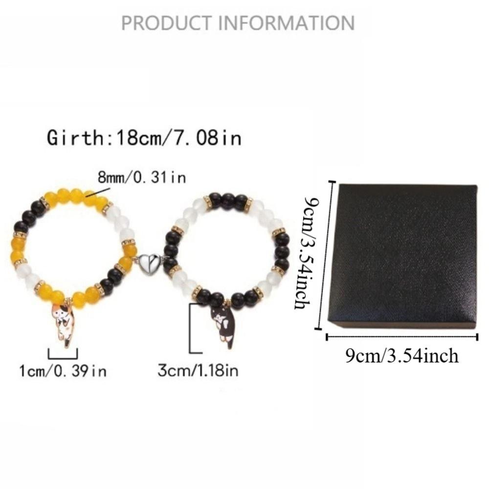 1Pair Beaded Lovers Friendship Bracelet Bangle Cartoon Cat Hand Chain  Couple