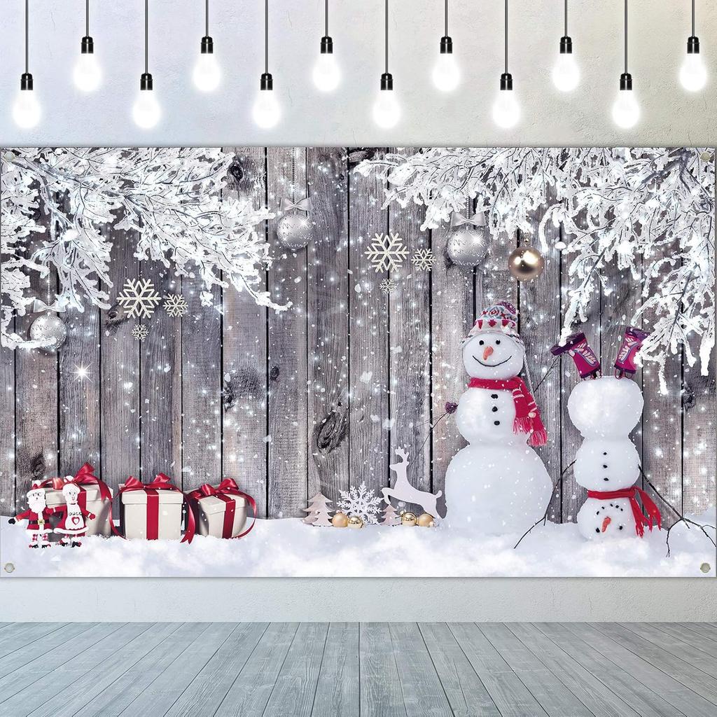 Blue Christmas background photography  winter snowman happy party  New Year props polyester background