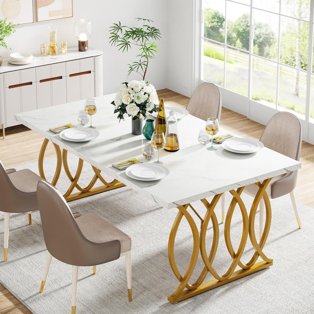 Tribesigns Modern Dining Table for 6 People, Living Room Table, 160 X 80 X 75 Cm, Rectangular Kitchen Table, Dining Table