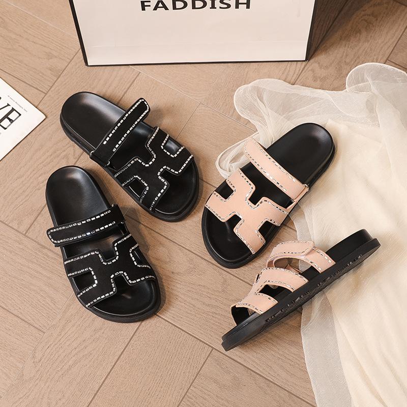 [Shei Su Yinyin] Super Second Uncle New Color Versatile Velcro Thick-soled H Slippers Women's Sandals Outside Women's Shoes