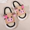 Fashion Cute Cow Thick Bottom Linen Slippers Women 2025 Winter Comfort Home Cotton Slippers Woman Flat Heels Non Slip Indoor Shoes Slide