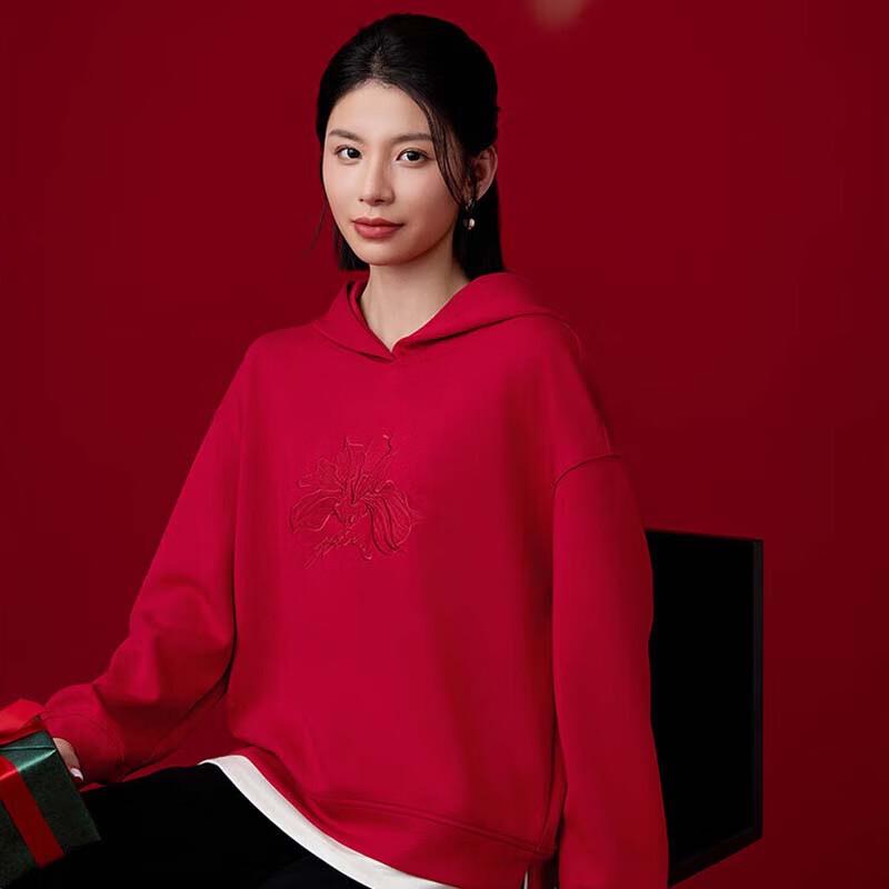 JESSIE Women s Hooded Spliced Hem Sweatshirt L 6645₽