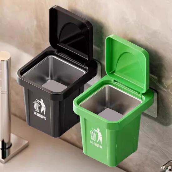 Trash Can Ashtray with Lid Removable Stainless Steel Inner Heavy Duty No Drill Wall Mount Home Office Countertop Decorative Ash Holder Storage Box