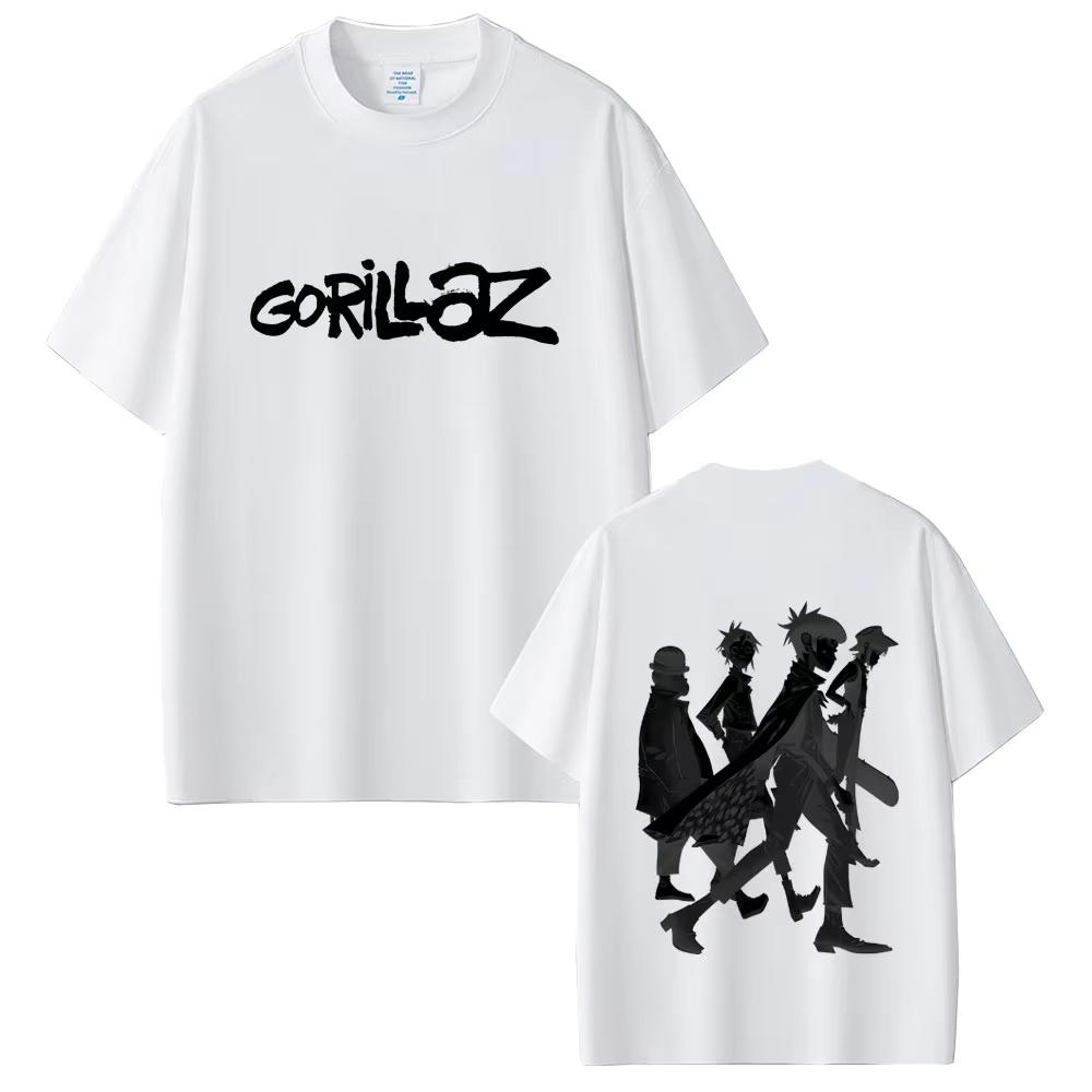 Limited Rock Band Gorillaz Print T-shirt Men's Women Casual Oversized Crewneck T Shirts Male Fashion High Quality Cotton Tshirts