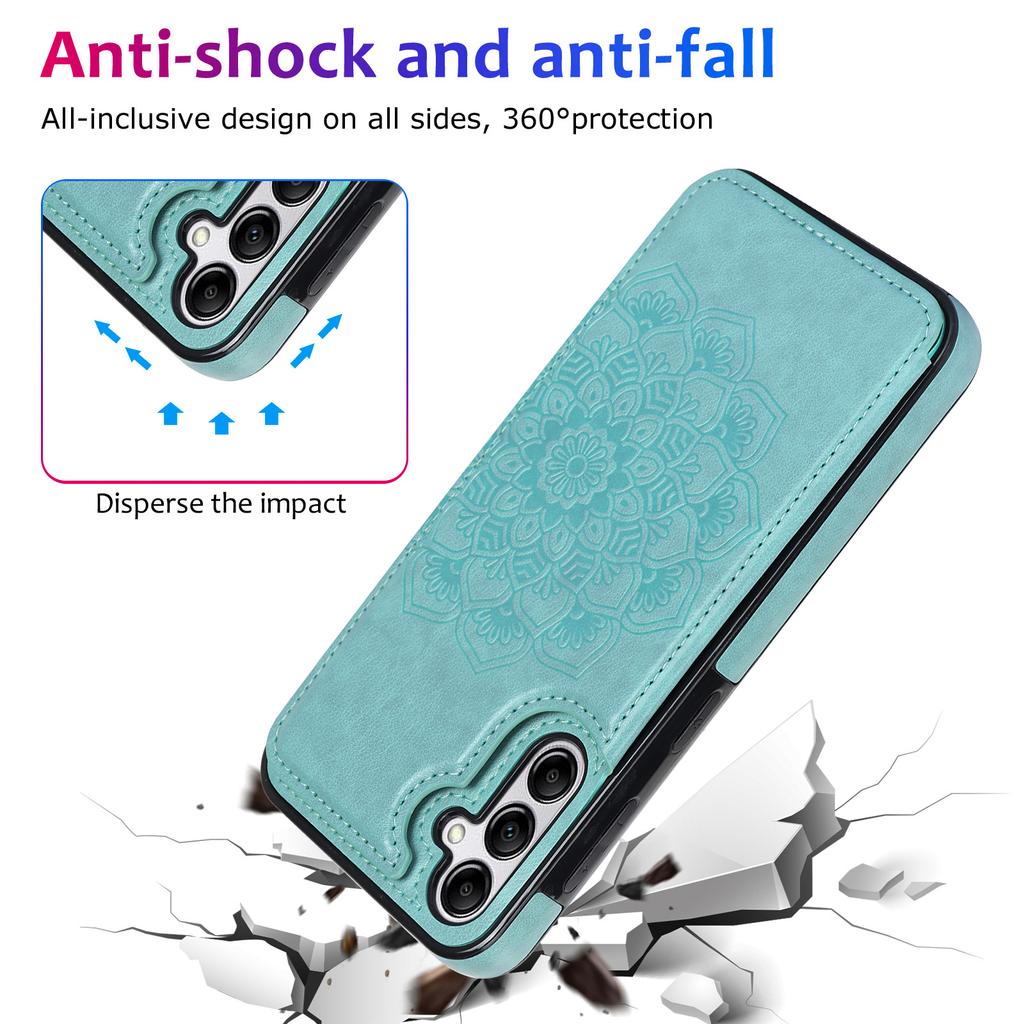 Capa magnética para celular Samsung Galaxy A15 5G com estampa de flor de mandala e compartimentos para cartão