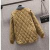 Women's   Autumn  Vacation Two-piece Denim Stitching Padded Jacket Jacket  Loose Fashion Rhombic Padded Jacket