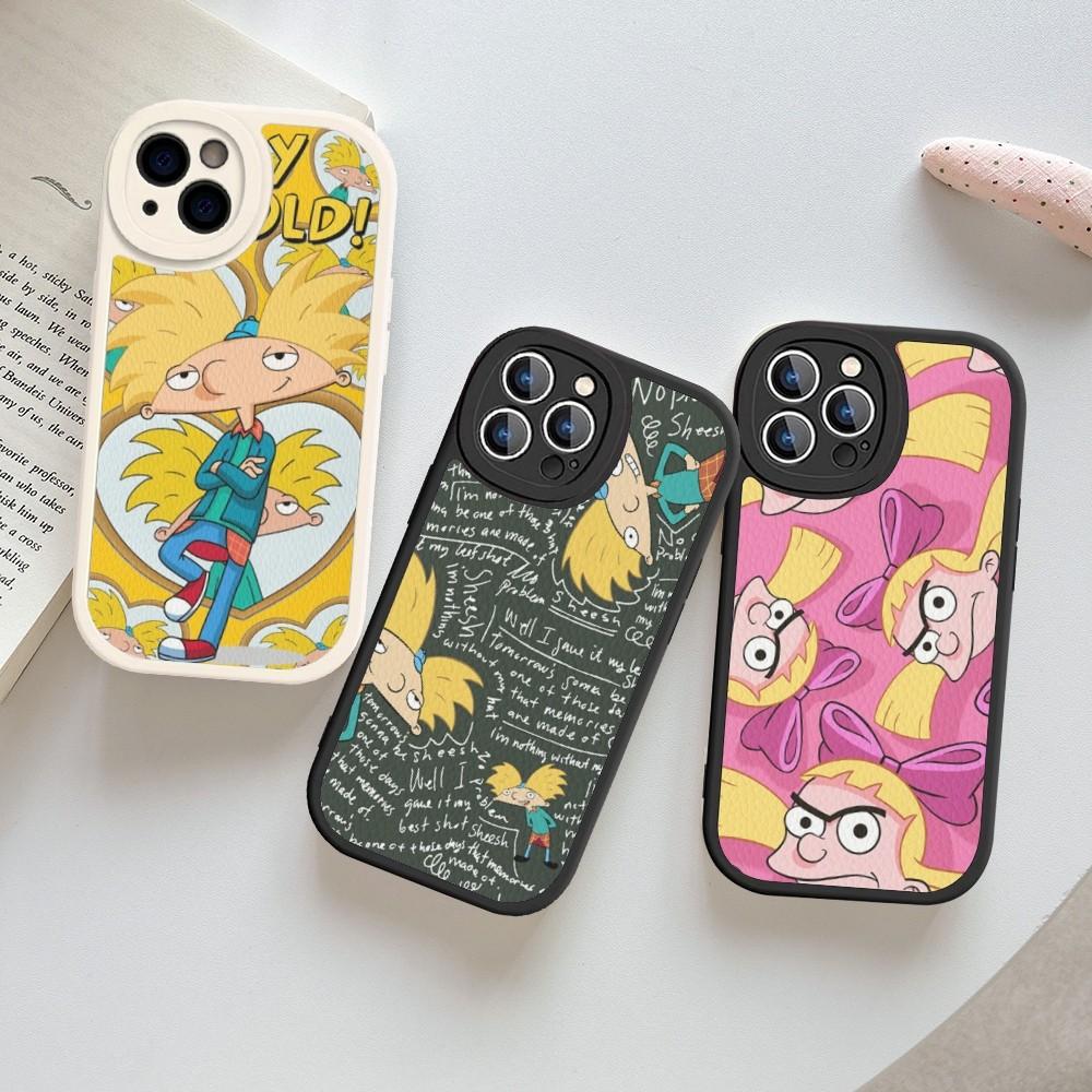 Hey Arnolds Cartoon Phone Case Hard Leather For iPhone 14 13 12 Mini 11 14 Pro Max Xs X Xr 7 8 Plus Fundas
