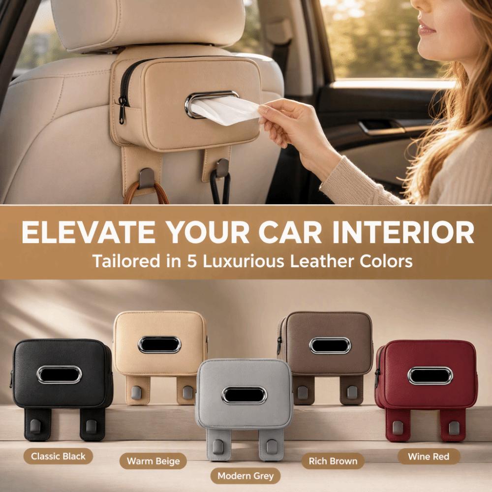 Easy Install Multi-functional Car Seat Back Tissue Box Waterproof Tissue Holder Center Console