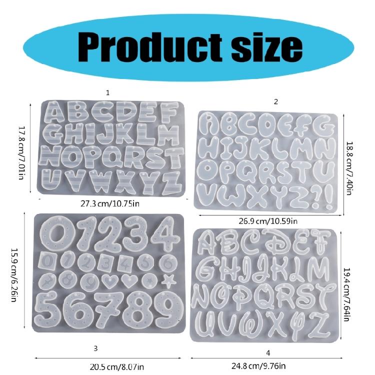Silicone Keychain Mold with Hole Letter/Numbers Charm Key Pendant Crafting Mould Handmade Jewelry Making Supplies