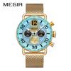 MEGIR 2249 New Men's Quartz Watch Multifunctional Calendar Chronograph Waterproof Steel Strap Sports Fashion Watches for Man