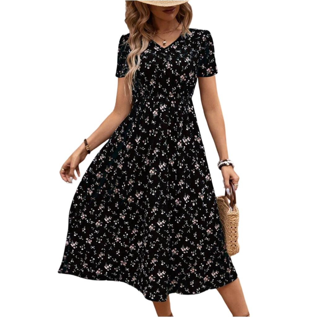 Women's Long Dress Maxi Dress Casual Dress Chiffon Dresses Swing Dress Casual Mature Outdoor Daily Date Ruffled Short Sleeve V-neck Dress
