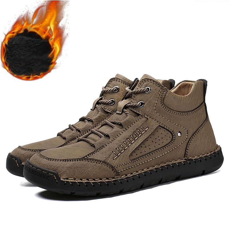 

Мужская обувь ручной работы в стиле ретро для отдыха, повседневная обувь больших размеров, повседневная обувь из кожи и резины, зимние ботинки ручной работы 48-1 хаки