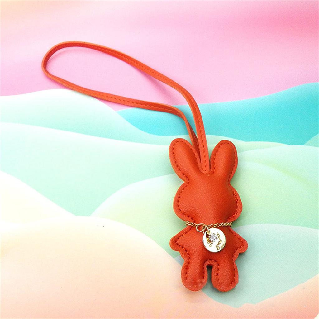 Fashionable Rabbit Shaped Keyring Artificial Leather Bunnys Bag Pendant Keychain Handbag Accessory for Animal Lovers