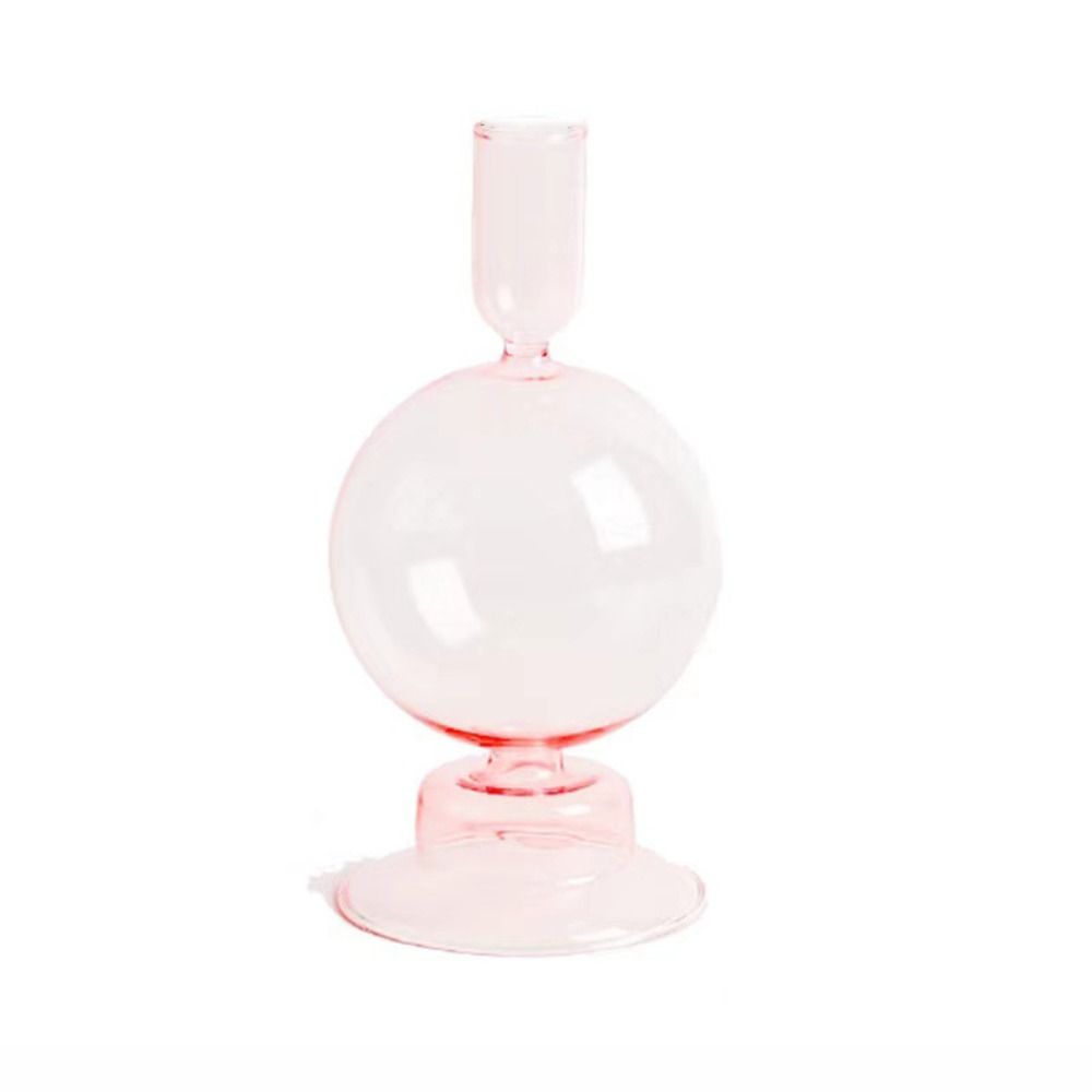 Striped Bottom Glass Candlelight Dinner Single Layer With Dried Flowers Vase Candle Holders Candlesticks Table Ornaments