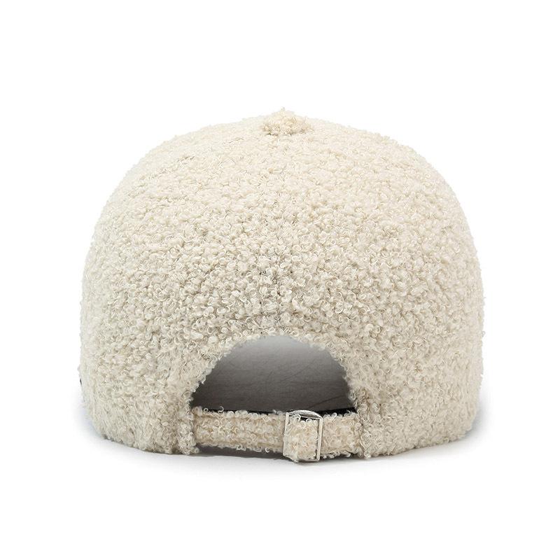 New Baseball Cap Teddy Fleece Letter Embroidered Cap Trendy Casual Face Small Baseball Cap Women