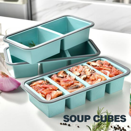 Silicone Food Storage Container with Lid Reusable Freezer Lunch Box Tray Divided Meal Prep Container for Kitchen
