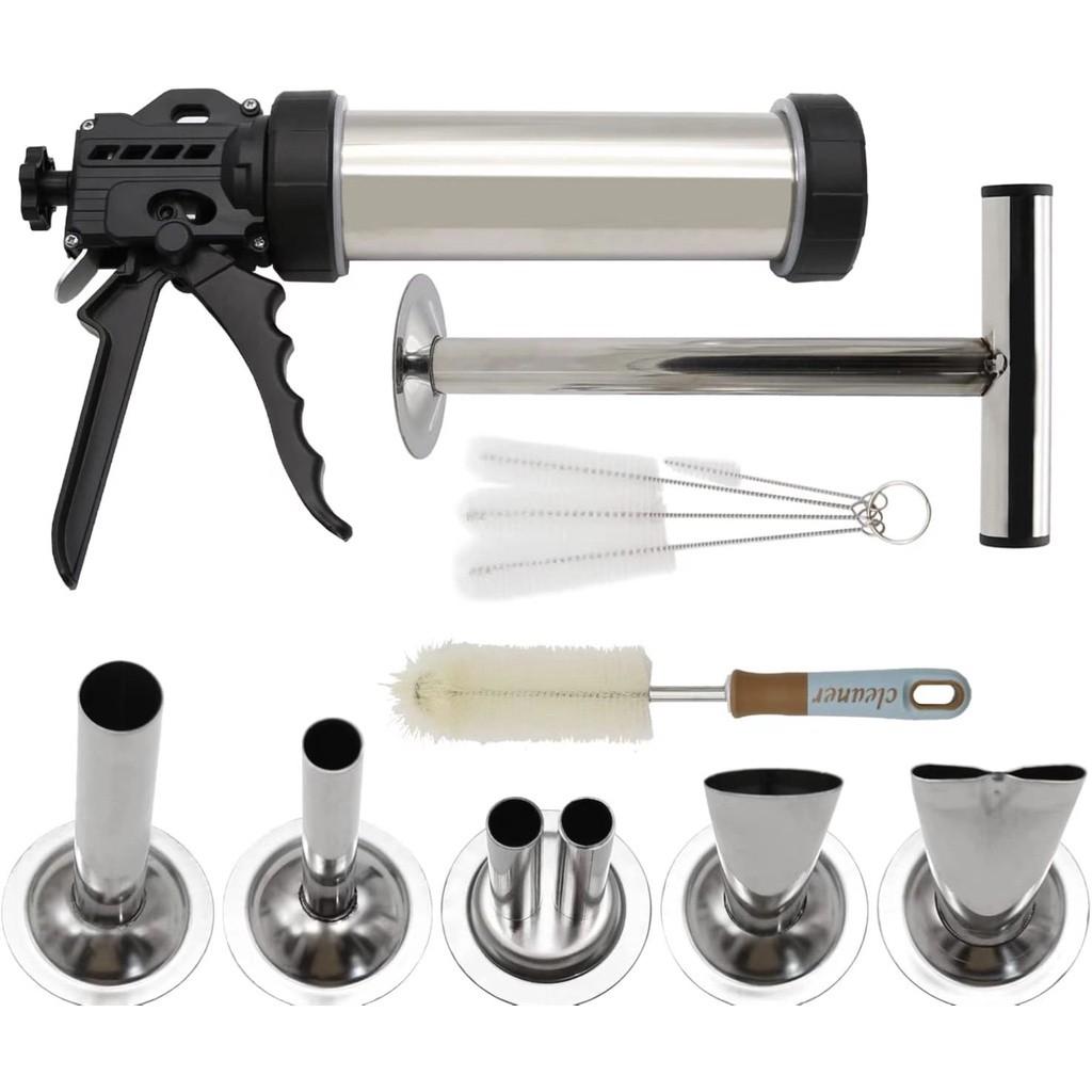 304 Stainless Steel Jerky Gun Handmade Sausage Maker Portable Sausage Stuffer Manual Operation Meat Pusher Kit