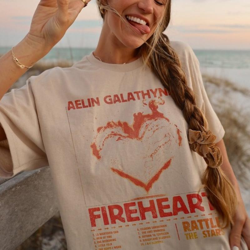 Feuerherz Shirt Vintage Aelin Galathynius Shirt Bis zum bitteren Ende T-Shirt Lizenziertes SJM Throne of Glass T-Shirt Baumwoll-Tee Sommer