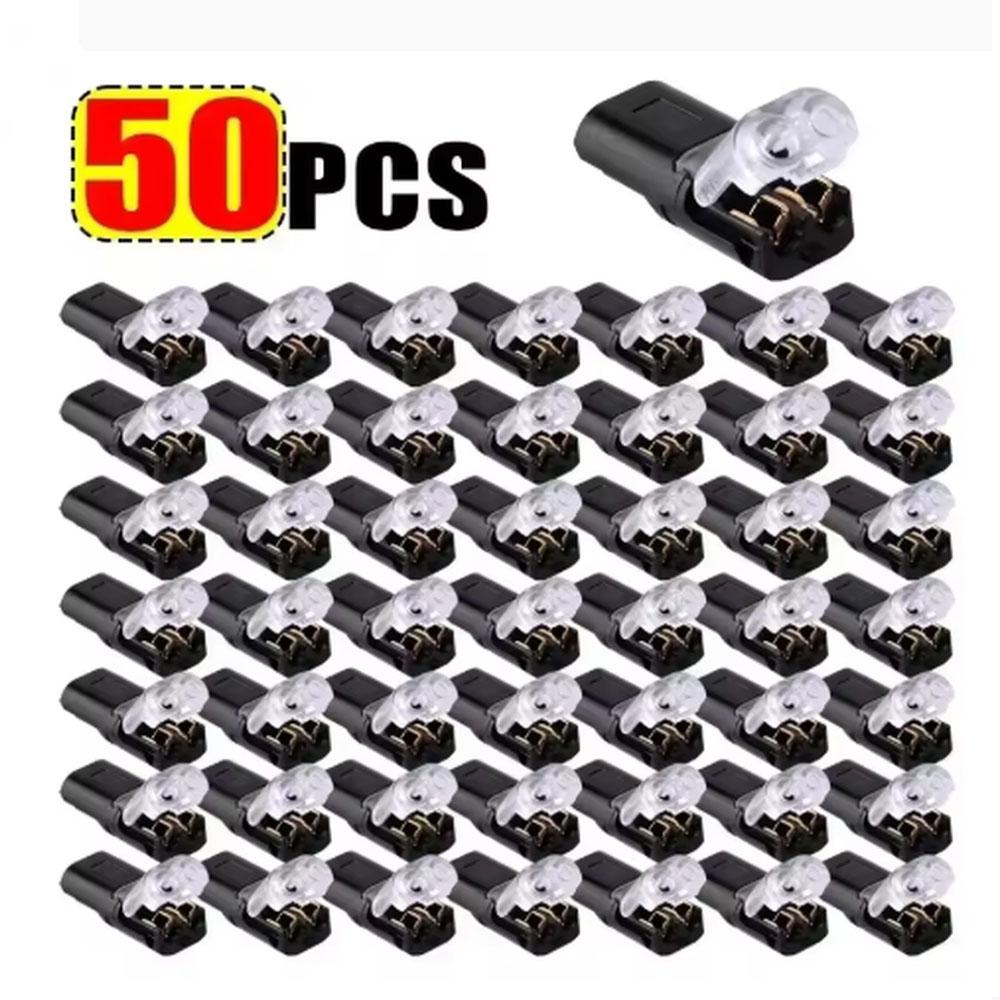 20/30/50pcs Double-Wire Plug-in Connector with Locking Buckle Pluggable LED Wire Connector 2 Pin 2 Way Universal Compact Wire