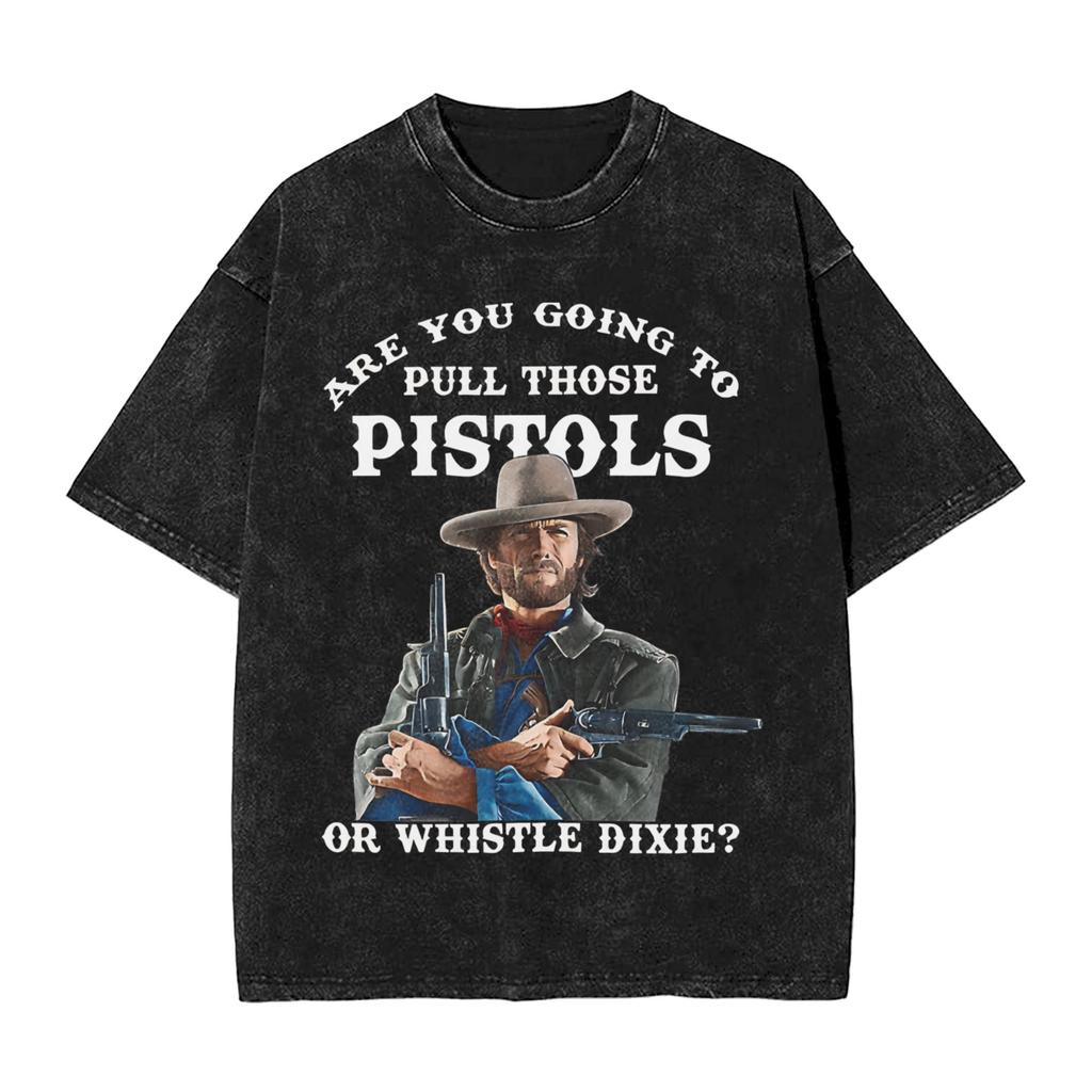 Josey Wales Washed T-Shirt Men  Y2k Basic Cotton T-Shirts Summer O-Neck Harajuku Tees Pattern Oversize Tops