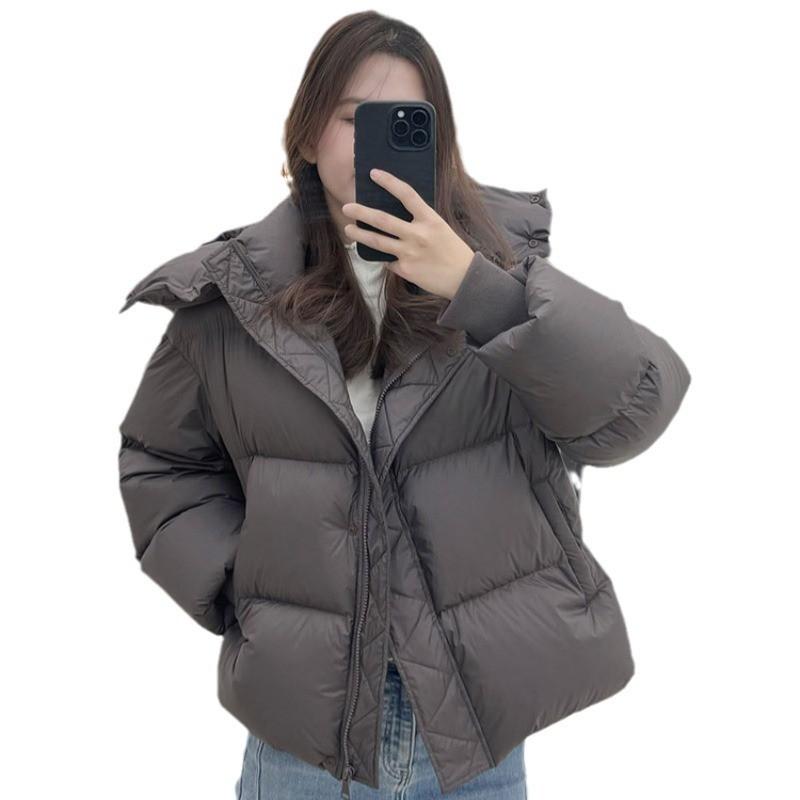 Womens Short Puffer Coat 2026 Winter Thick Cotton-Padded Hooded Jacket Loose Fit Casual Office Wear