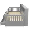 Letto per Bambini, 90 x 200 cm – Testiera Alta con Sponda di Sicurezza, Cassetti, Mensole e Illuminazione a LED, Grigio