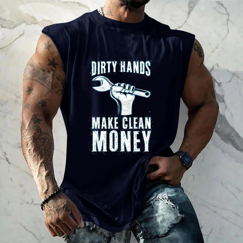 Men Sleeveless Muscle Tank Top Casual Loose Fit Workout Shirt Labor Day Graphic Print Comfortable Lightweight Fabric