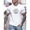 European sizes Men's Summer Casual Cotton T-Shirt with Bicycle Print - Crew Neck, Short Sleeve, Breathable Fabric