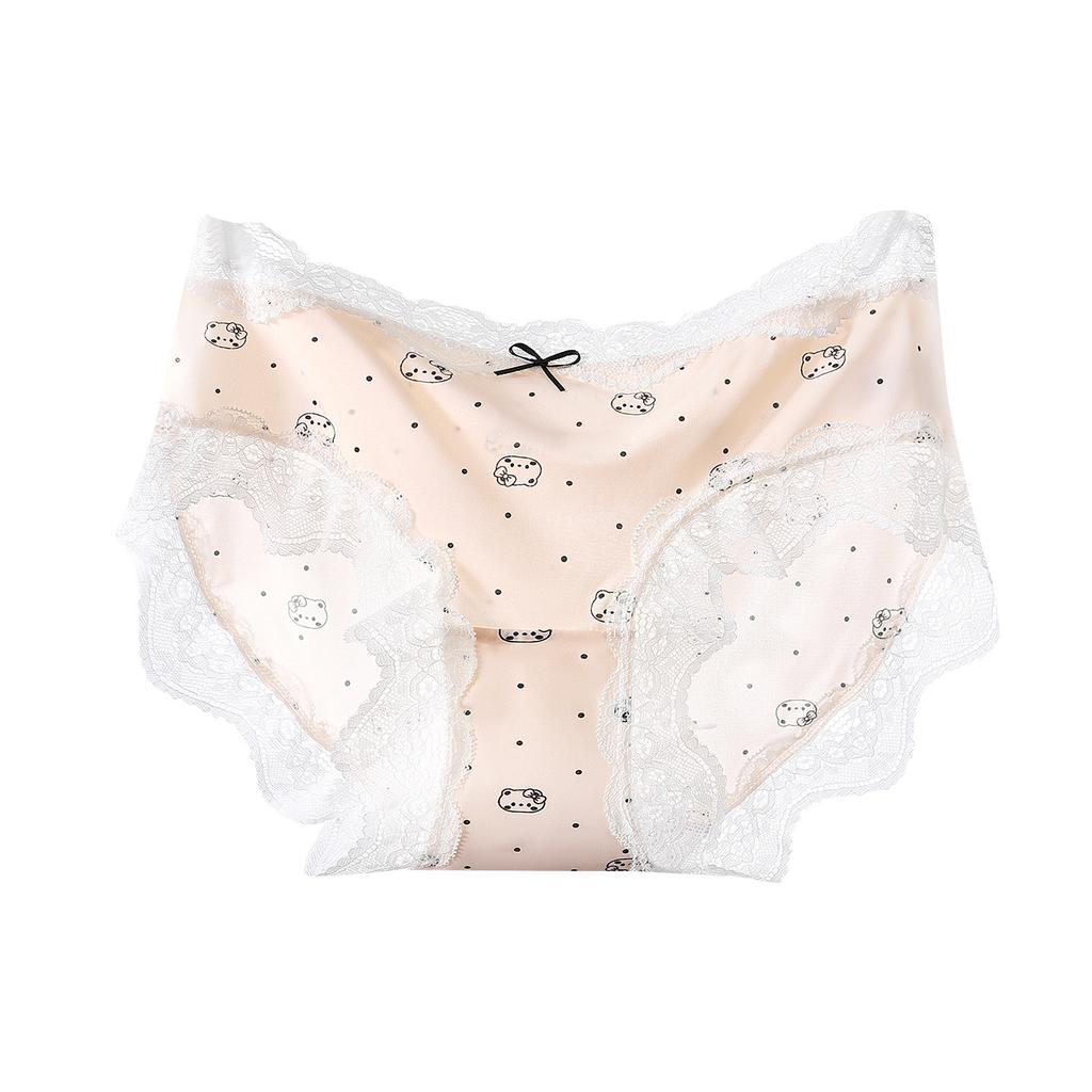 Ladies Spring and Summer New Lovely 10A Antibacterial Pure Cotton Crotch Ice Silk Briefs