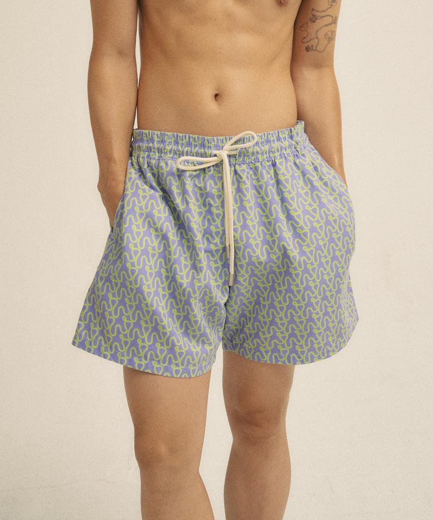 Billalei Mosaic Wave Men'S Swim Shorts - Blue Violet