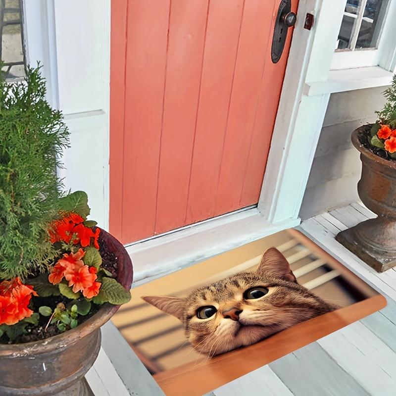 Cute Cartoon Cat Mat, Non-Slip Sponge Floor Rug, Soft Washable Door Mat for Bedroom Kitchen Bathroom