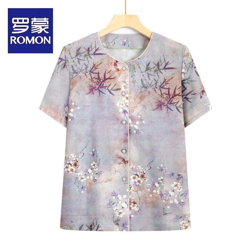ROMON Women s Mid-Aged Summer Two-Piece Outfit 4XL