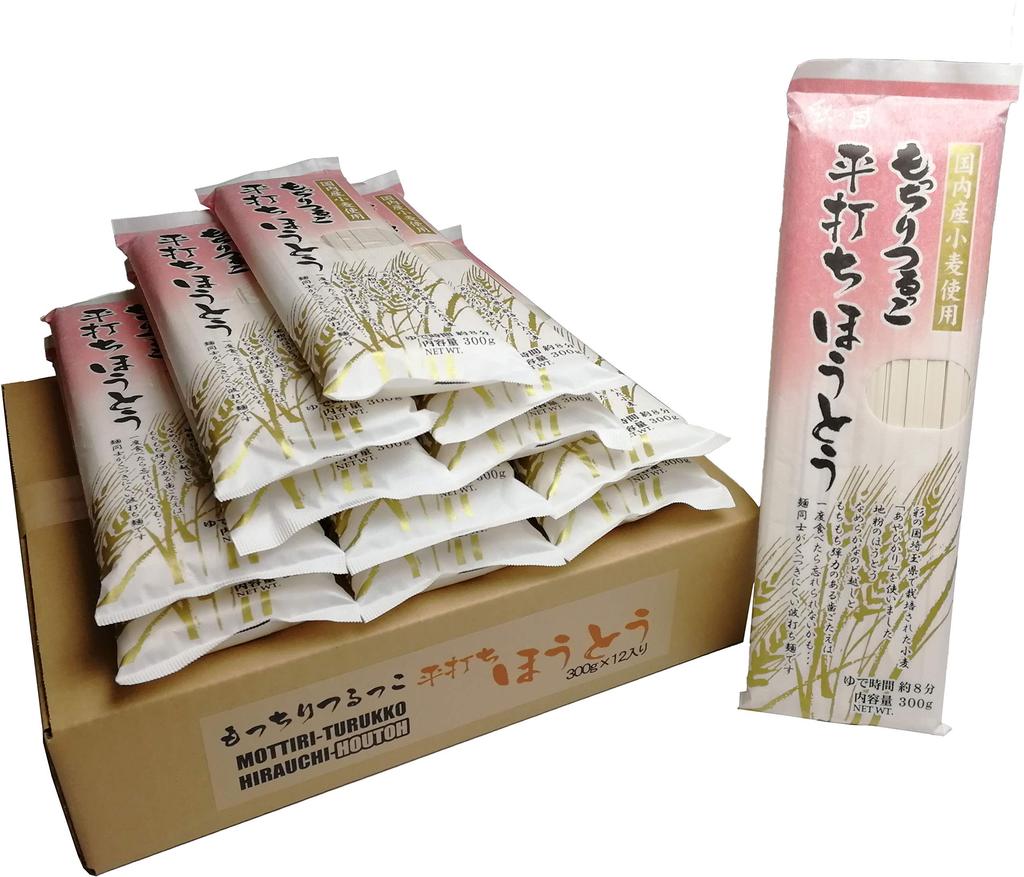 Mikami Seimen, Chewy and Smooth Flat Hoto Noodles, 300g X 12 Bags