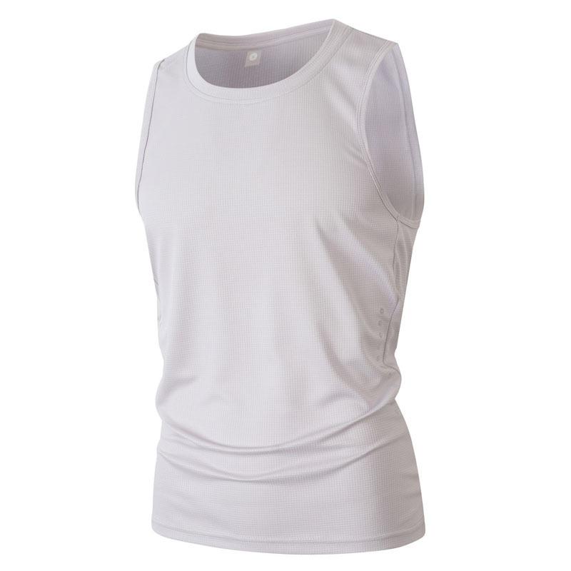 Summer New Men's Vest Sports Casual Solid Color Breathable Sleeveless Round Neck Top