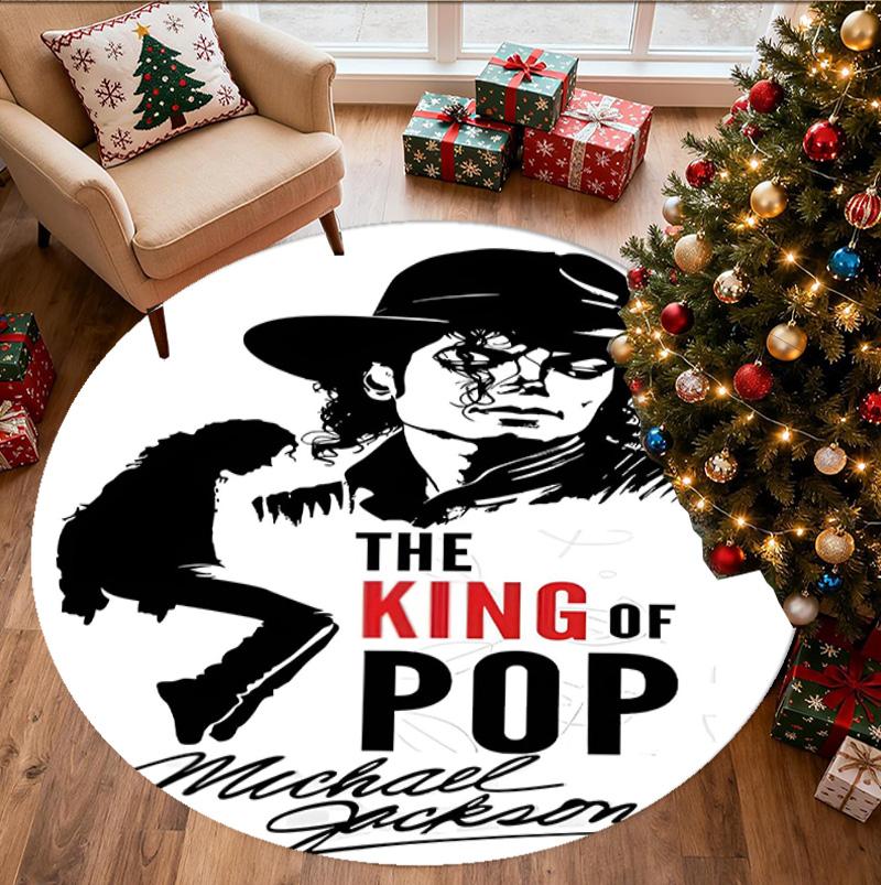 Michael Jackson Muster Runder Teppich, Innen-/Außenmatte, für Picknick, Spielzimmer, Schlafzimmer, Büro, Wohnzimmer, Heimdeko Teppich, Geburtstagsgeschenk