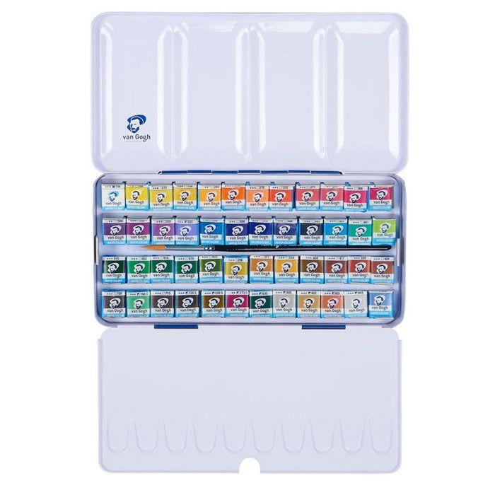 Coffret 48 godets peinture aquarelle Van Gogh Royal Talens boîte en métal