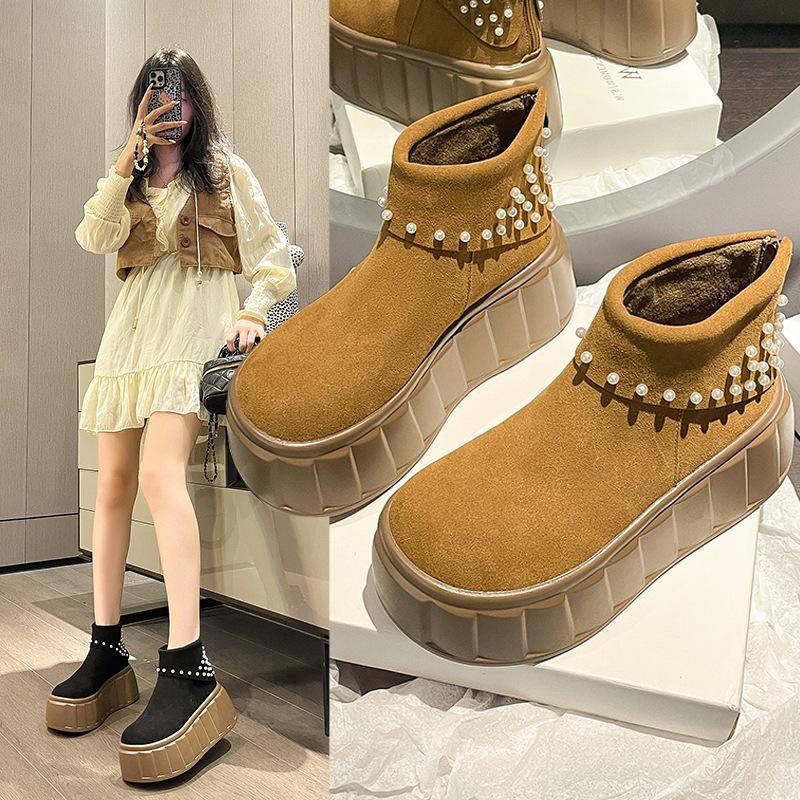 Small Man Heightened Thick-soled Martin Boots Women's New Autumn Thin Muffin-bottom Short Boots