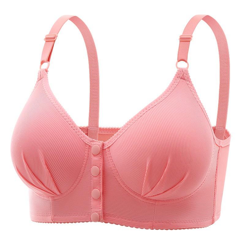 Push-up-Camisole-BH mit Vorderverschluss für kurvige Mütter mittleren Alters – kabellos, dünn, hebt und stützt mit schönem Rückendesign 36 koralle rot