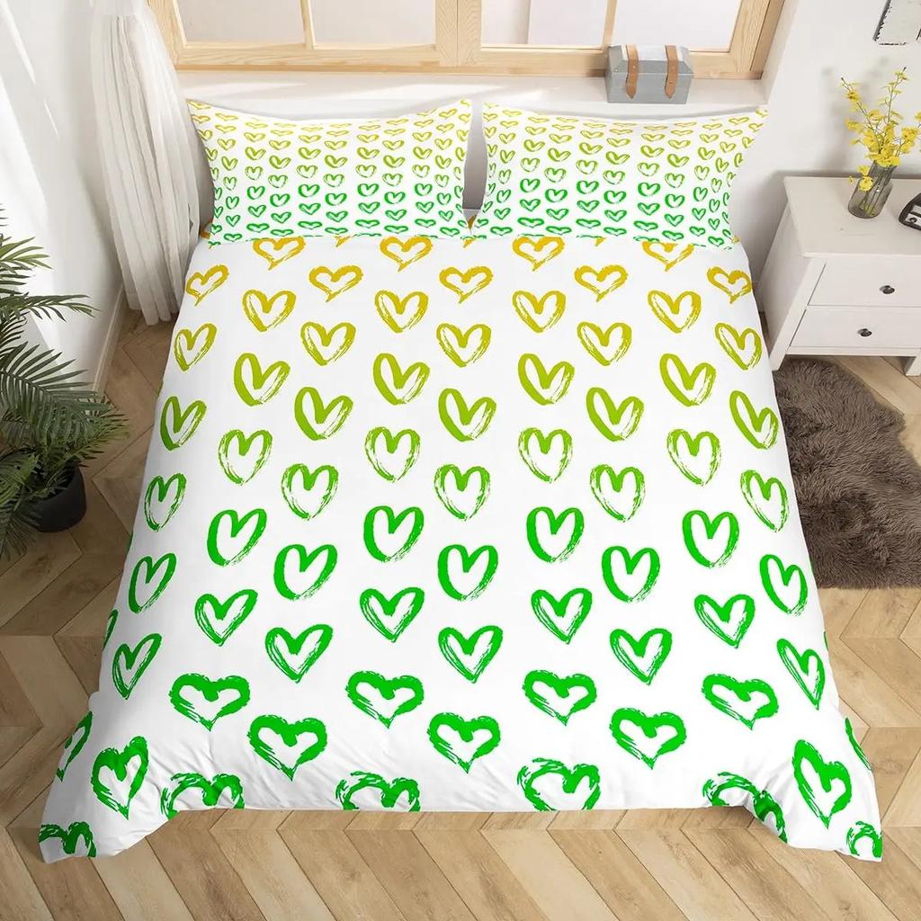Love Heart Pattern Duvet Cover for Girls Women Pink Romantic Theme Bedding Set Room Decor,Valentine's Day Soft Comforter Cover