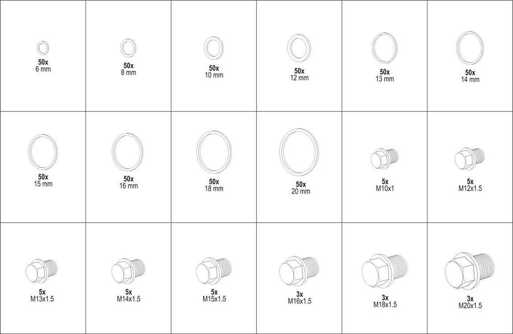 YT-06862 YATO Aluminum Washer and Plug Set
