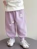 Girls' Autumn Rabbit Embroidery Sweatpants - Fashionable Casual Long Pants for Baby and Medium-sized Kids