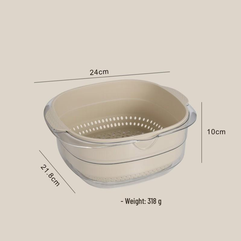 Transparent PET Plastic Multi-purpose Draining Basket - Drop-Resistant, Dustproof, Ideal for Vegetables & Fruits
