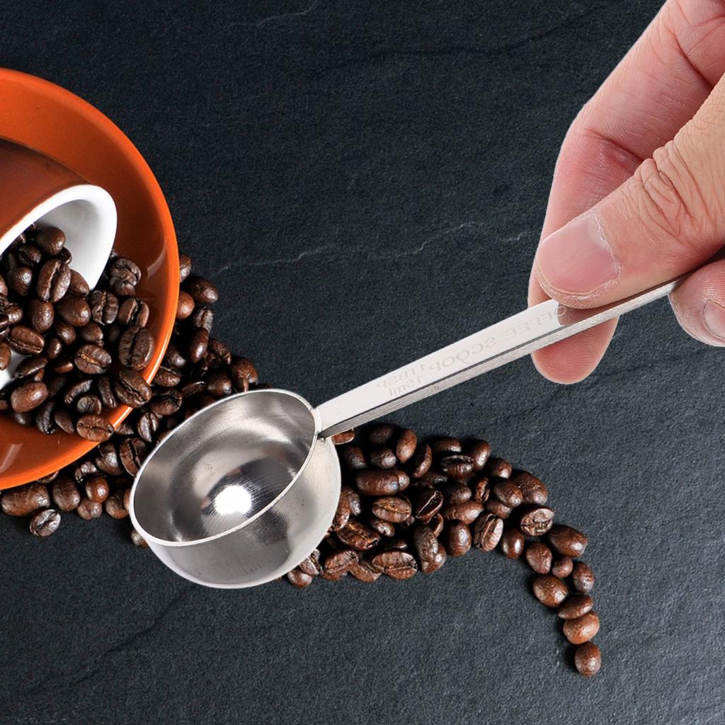 10Ml Stainless Steel Coffee Scoop Long Handle Engraved Measurement for Ground Coffee Milk Tea Powder Sugar Kitchen Measuring