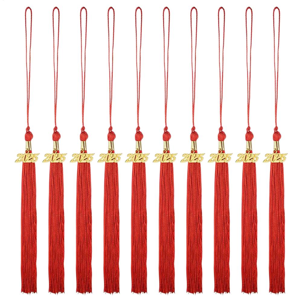 10pcs Graduation Tassel with Gold Date Mortarboard Tassel Fringe Pendant for 2025 Graduation Party Decorations Accessories